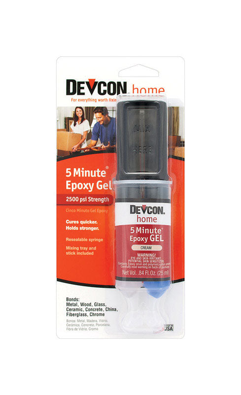 Devcon 5 Minute High Strength Cream Epoxy Gel 0.84 oz 21045, Pack of 6