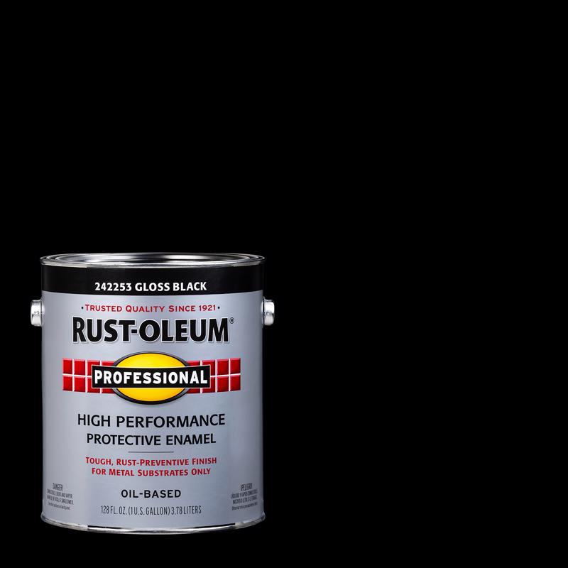 Rust-Oleum Professional Indoor and Outdoor Gloss Black Oil-Based Protective Enamel 1 gal 242253, Pack of 2