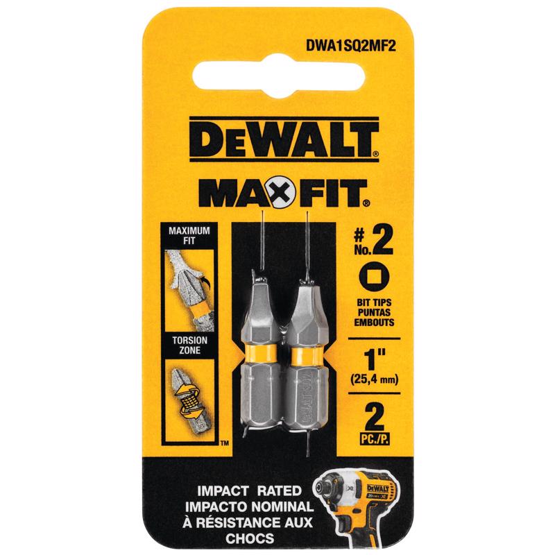 DeWalt Max Fit Square #2 X 1 in. L Screwdriver Bit Set Steel DWA1SQ2MF2 2 pk