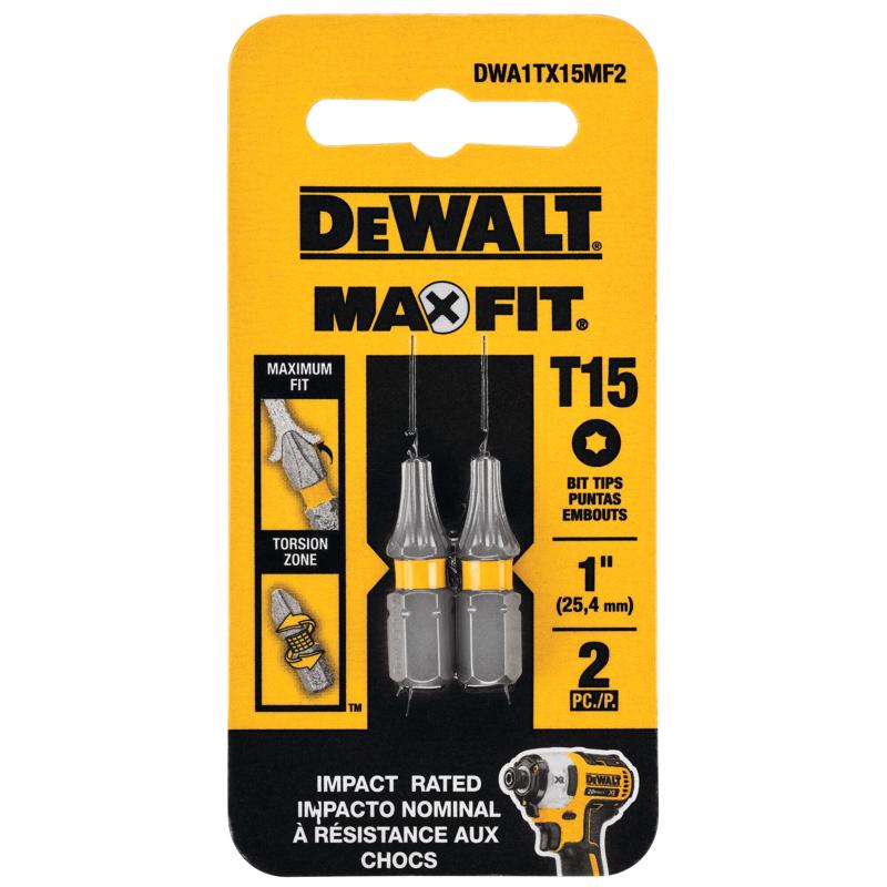 DeWalt Max Fit Torx #15 X 1 in. L Screwdriver Bit Set Steel DWA1TX15MF2 2 pk