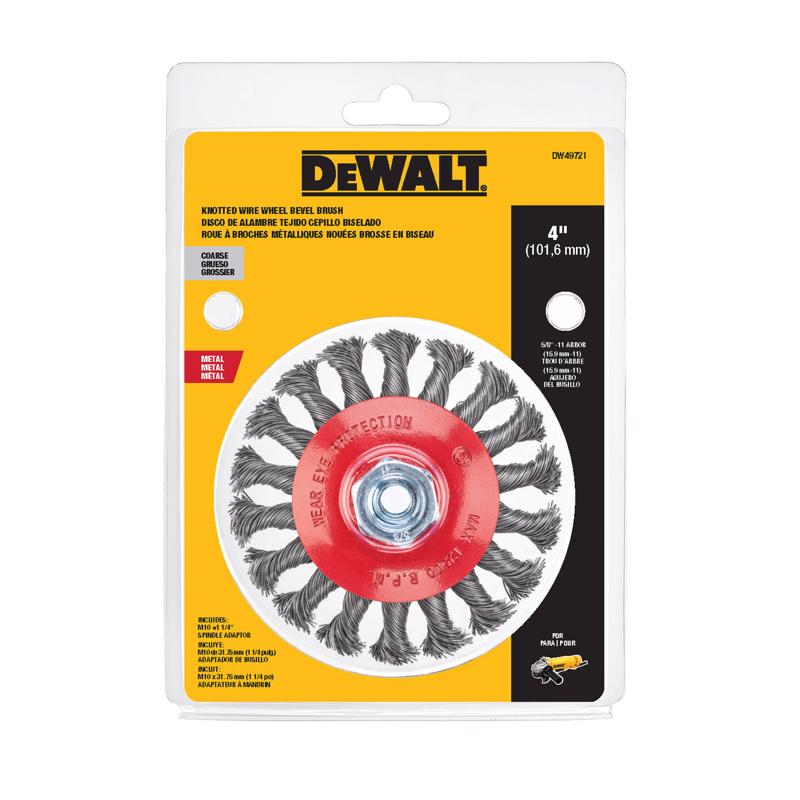 DeWalt 4 in. Coarse Knotted Wire Wheel Brush Metal 12500 rpm DW49721 1 pc