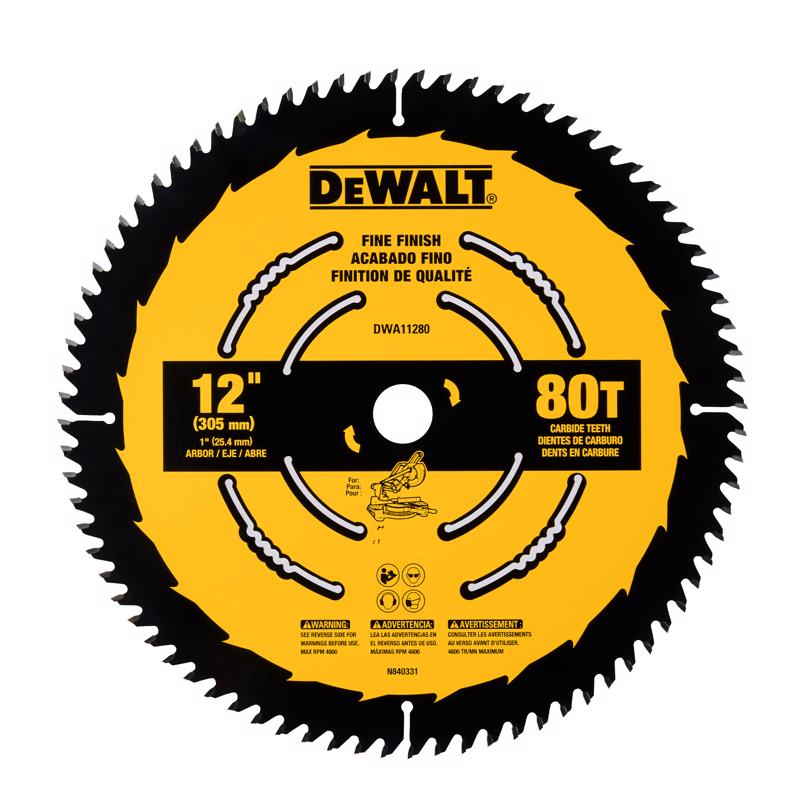 DEWALT 12 in. D X 1 in. Fine Finish Carbide Tipped Circular Saw Blade 80 teeth DWA11280 1 pc