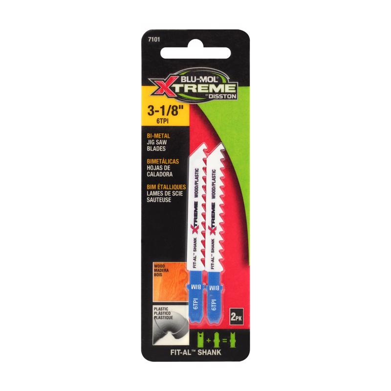 Blu-Mol Xtreme 3-1/8 in. Bi-Metal Universal Jig Saw Blade 6 TPI E0217101 2 pk