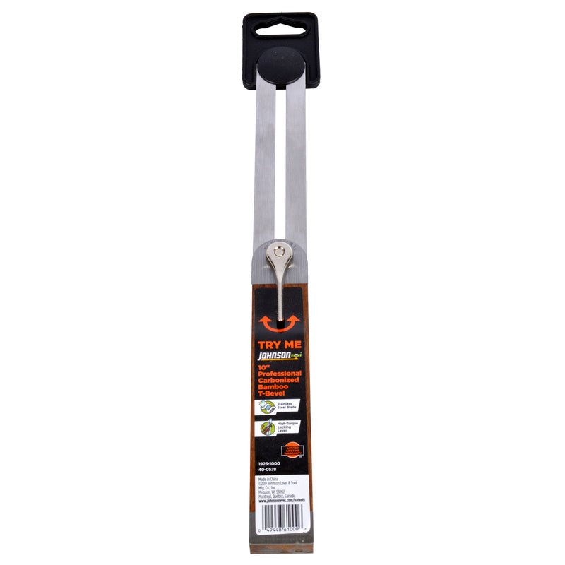 Johnson 10 in. L X 1-9/50 in. H Stainless Steel Adjustable T-Bevel with Bamboo Handle 1926-1000