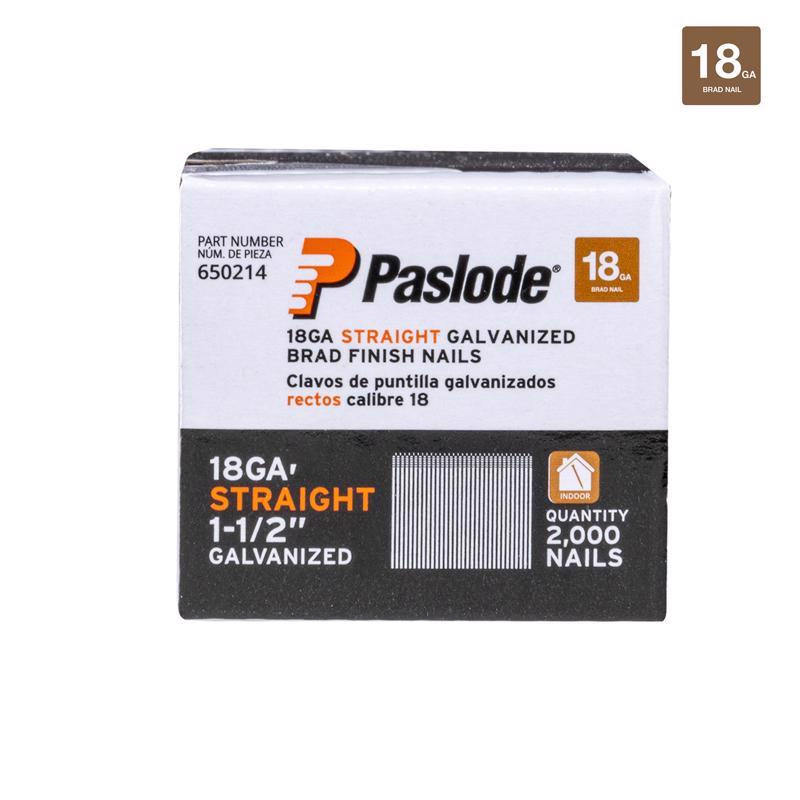 Paslode 1-1/2 in. L X 18 Ga. Straight Strip Galvanized Brad Nails 2,000 pk 650214