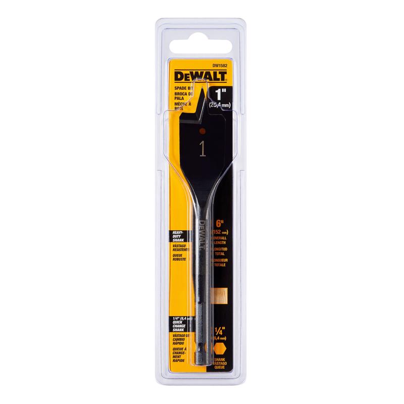 DeWalt 1 in. X 6 in. L Carbon Steel Spade Bit Hex Shank DW1582 1 pk