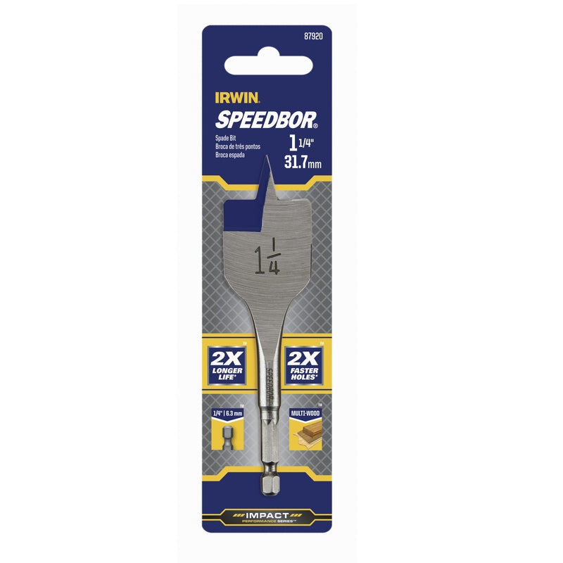 IRWIN Speedbor 1-1/4 in. X 4 in. L Carbon Steel Wood Boring Bit Quick-Change Hex Shank 87920 1 pc