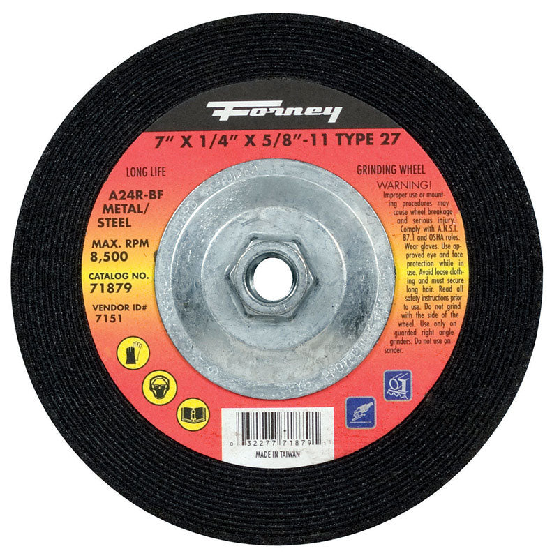 Forney 7 in. D X 5/8 in. X 1/4 in. thick Metal Grinding Wheel 71879 1 pc