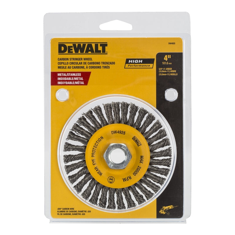 DeWalt High Performance 4 in. Coarse Crimped/Knotted Wire Wheel Brush Carbon Steel 20000 rpm DW4925 1 pc