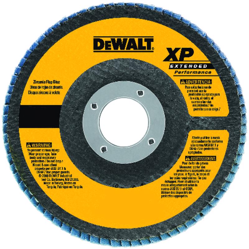 DEWALT Premium XP 4-1/2 in. D X 7/8 in. Zirconia Aluminum Oxide Flap Disc 60 Grit DW8251 1 pc