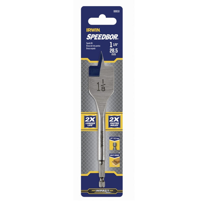 IRWIN Speedbor 1-1/8 in. X 6 in. L Carbon Steel Wood Boring Bit Hex Shank 1 pc — Model 88818