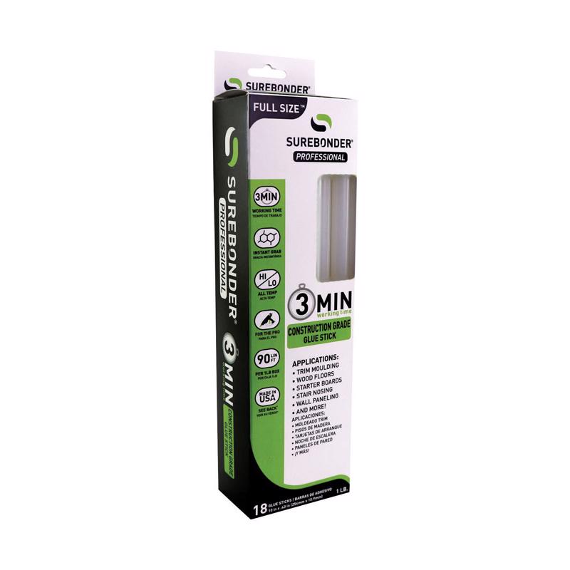 Surebonder .41 in. D X 10 in. L 3 Minute 3 Minute Construction Grade Glue Sticks Clear CG-3R10T 18 pk