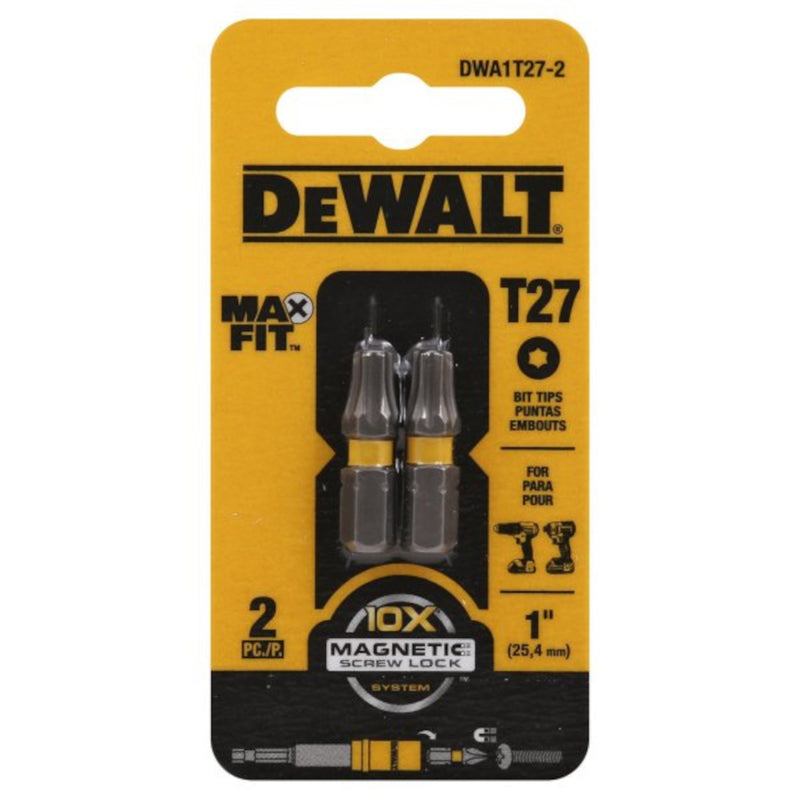 DeWalt Max Fit Torx T27 X 1 in. L Insert Bit S2 Tool Steel DWA1T27-2 2 pc