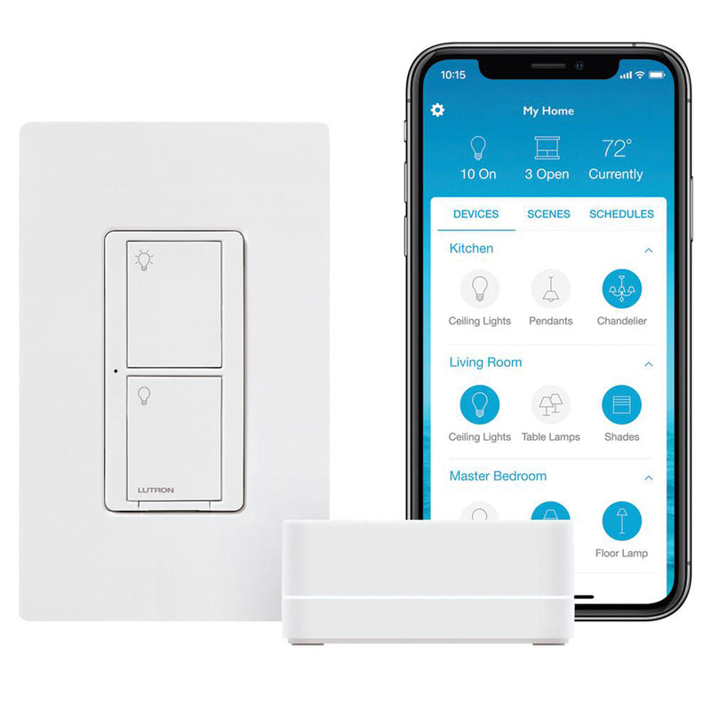 Lutron Caseta 5 amps Single Pole 3-Way Smart-Enabled Dimmer Switch White P-BDG-PKG1WS 1 pk