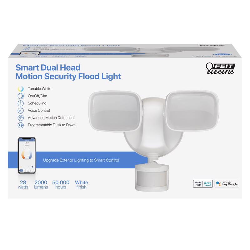 Feit Smart Home Motion-Sensing Hardwired LED White Smart-Enabled Security Floodlight — Length 4.6 S9DFLCCTMOTWHAG
