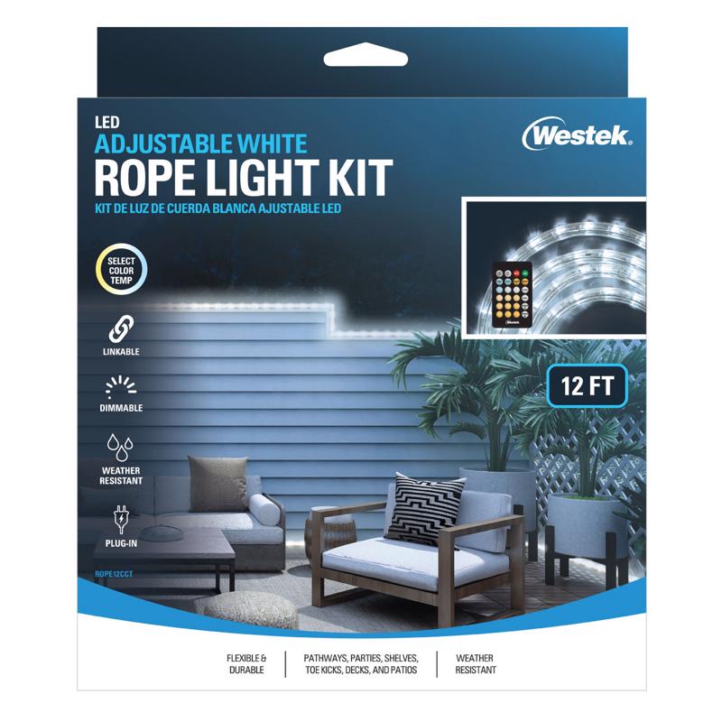 Westek 12 ft. L White Plug-In LED Rope Light Kit 275 lm ROPE12CCT