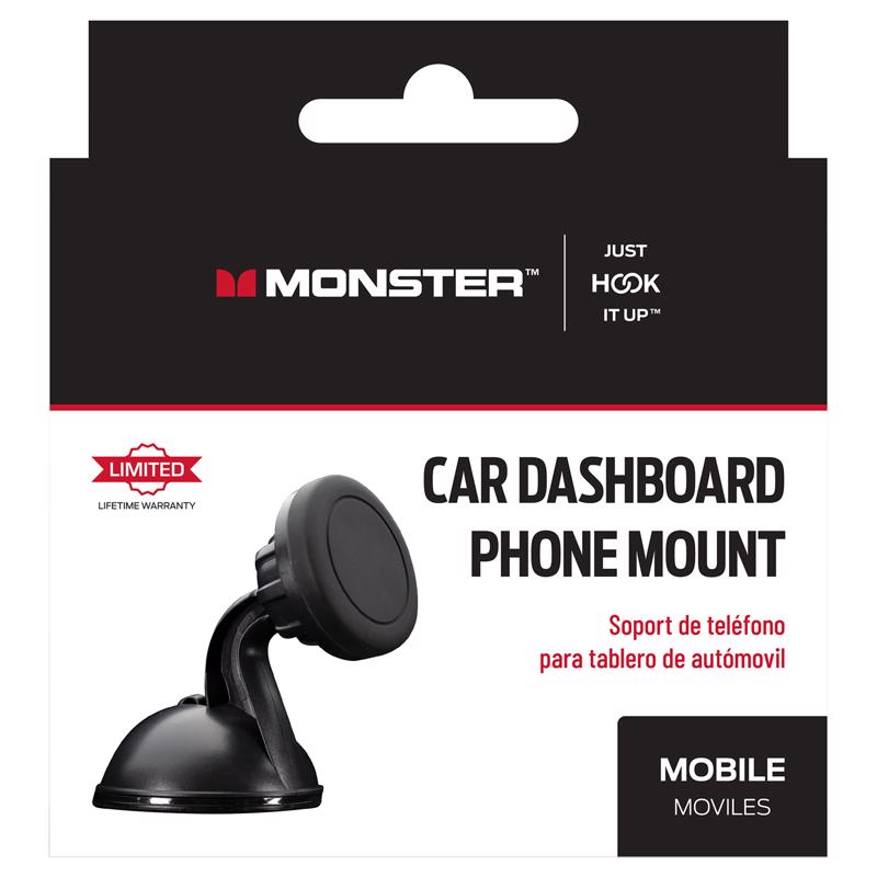 Monster Just Hook It Up Black Magnetic Cell Phone Car Mount For Universal JHIU0198