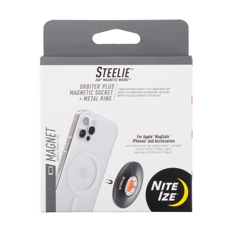 Nite Ize Steelie Black/White Orbiter Magnetic Socket and Metal Ring For Universal STOMS-01-R8