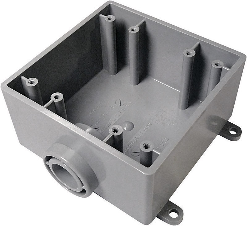 Cantex New and Old Work 32 cu in Square PVC 2 gang Outlet Box Gray 5133380U