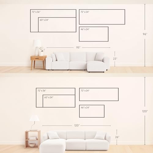 24"x46" Extra Large Framed Wall Art Koi Fish Swirl Tranquil Water Illustration for Home Living Room Bedroom Decor