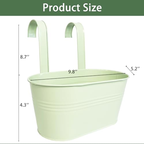 6 Pack 10" Balcony Hanging Metal Fence Planters Flower Pots (6 Count)