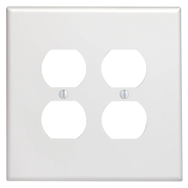 Leviton White 2 gang Thermoset Plastic Duplex Wall Plate 88116-000 1 pk
