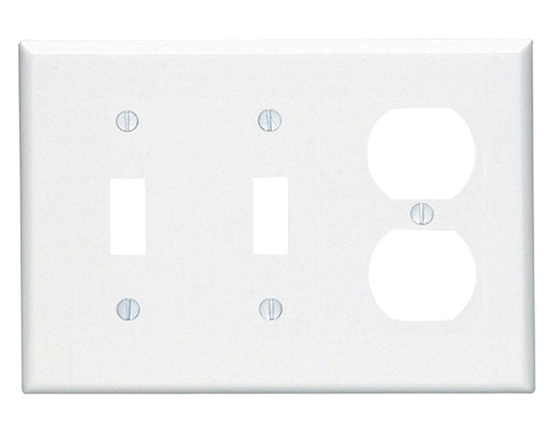 Leviton White 3 gang Plastic Duplex/Toggle Wall Plate 80521-00W 1 pk