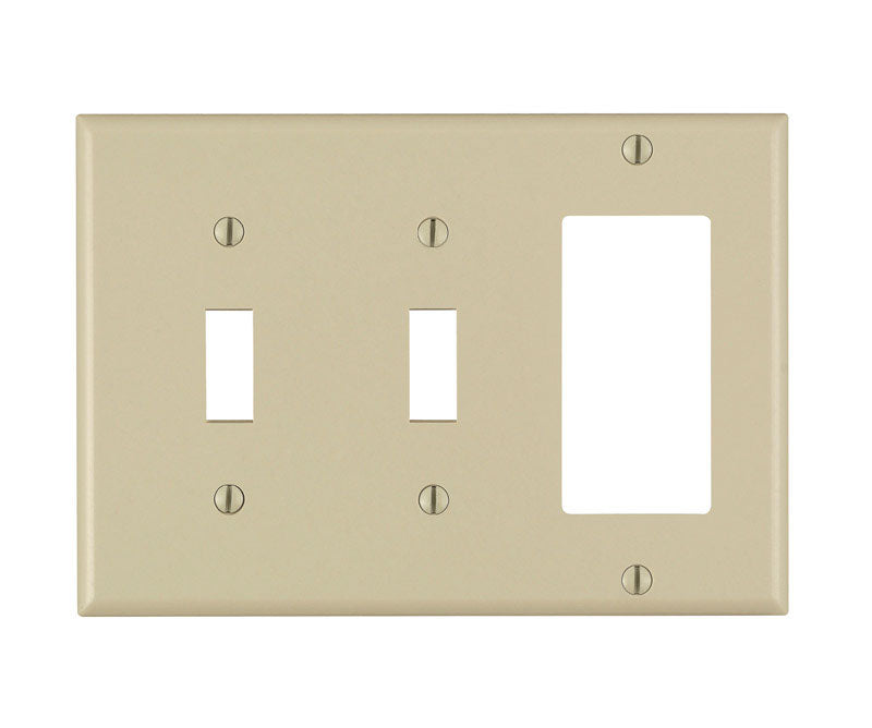 Leviton Ivory 3 gang Thermoset Plastic Decorator/Toggle Wall Plate 80421-00I 1 pk