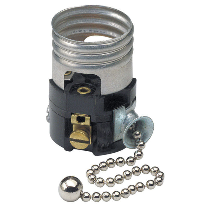 Leviton Aluminum Incandescent Medium Base Pull Chain Socket C21-19980-00M 1 pk
