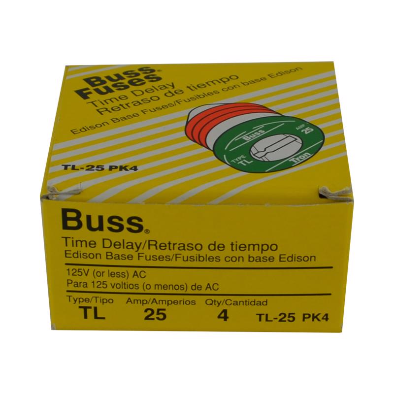 Bussmann 25 amps Time Delay Plug Fuse TL-25PK4 4 pk