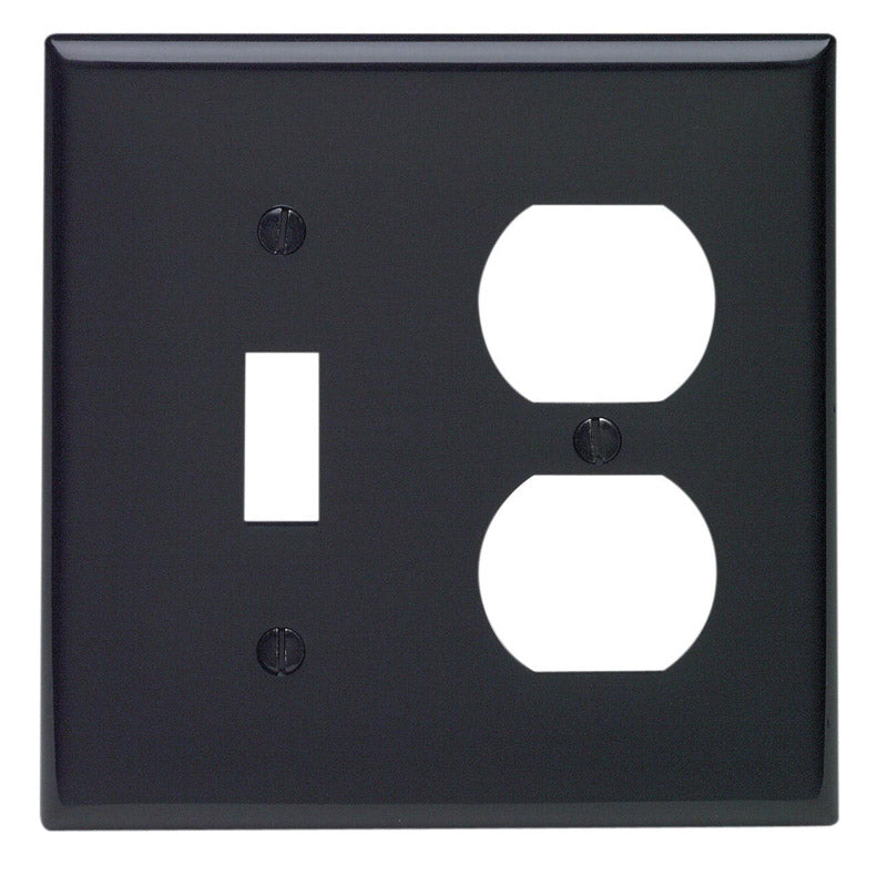 Leviton Black 2 gang Nylon Duplex/Toggle Wall Plate 80705-00E 1 pk