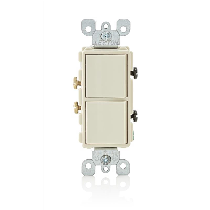 Leviton Decora 15 amps Single Pole Combination AC Quiet Switch Light Almond 05634-0TS 1 pk