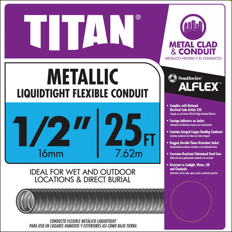Southwire 1/2 in. D X 25 ft. L PVC Flexible Electrical Conduit For LFMC 55082621