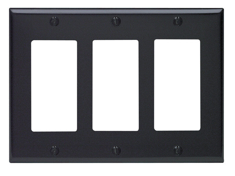 Leviton Black 3 gang Thermoset Plastic Decorator Wall Plate 80411-00E 1 pk