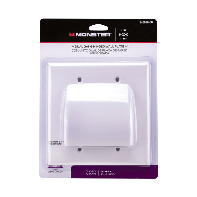 Monster Just Hook It Up White 2 gang Plastic Cable/Telco Wall Plate 140019-00 1 pk