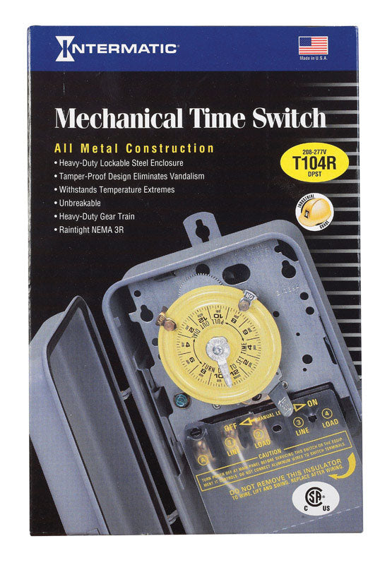 Intermatic Indoor and Outdoor Mechanical Timer Switch 277 V Gray T104RD89