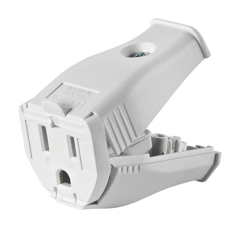 Leviton Commercial and Residential Thermoplastic Straight Blade Connector 5-15R 2 Pole 3 Wire 3W102-0WH