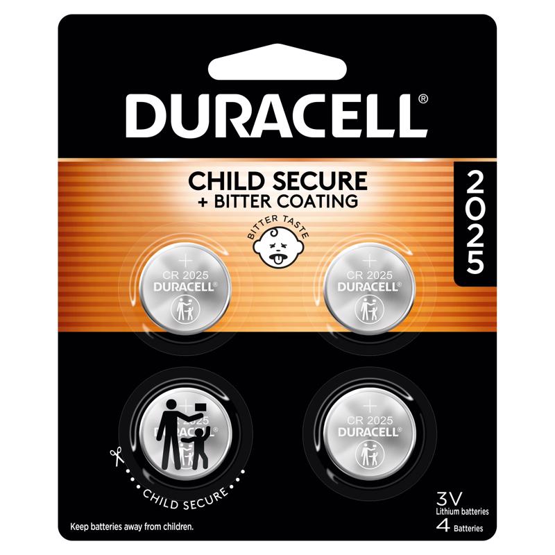 Duracell Lithium Coin 2025 3 V Security and Electronic Battery DL2025B4PK 4 pk, Case of 6