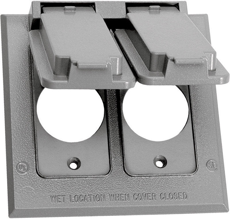 Sigma Engineered Solutions Square Die-Cast Metal 2 gang 4.54 in. H X 4.54 in. W 15/20 Amp Receptacle 14324