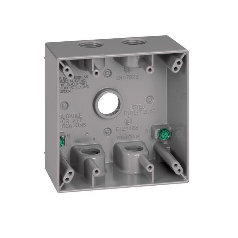 Sigma Engineered Solutions New Work 31 cu in Square Metallic 2 gang Weatherproof Box Gray 14351-5