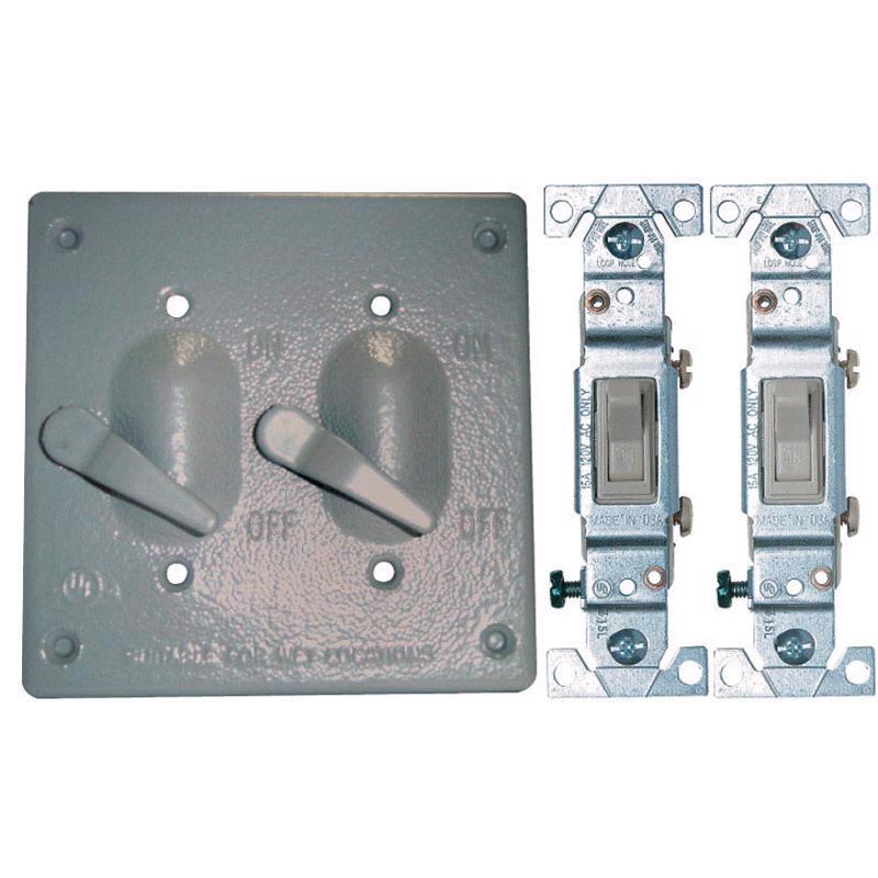 Sigma Engineered Solutions Square Die-Cast Metal 2 gang 4.84 in. H X 4.84 in. W Toggle Switch and Co 14219
