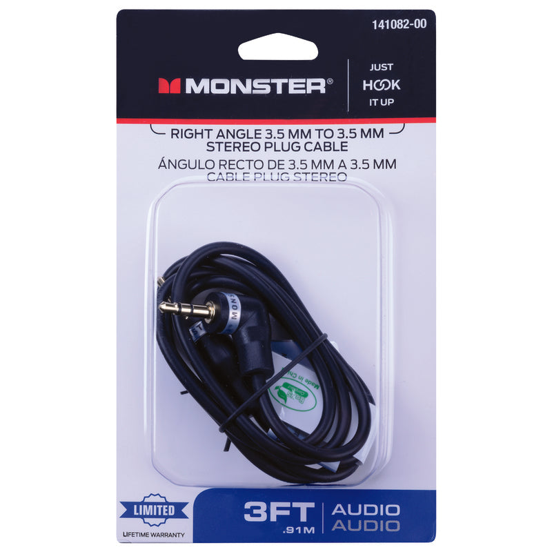 Monster Just Hook It Up 3 ft. L Stereo Plug Cable 3.5 mm 141082-00