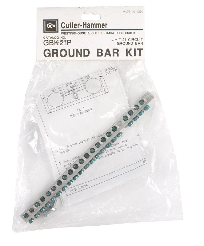 Eaton Cutler-Hammer 21 space 21 circuits Bolt-On Mount Ground Bar Kit GBK21P