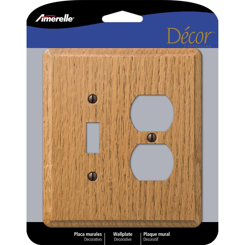 Amerelle Contemporary Light Brown 2 gang Oak Wood Duplex/Toggle Wall Plate 901TDL 1 pk