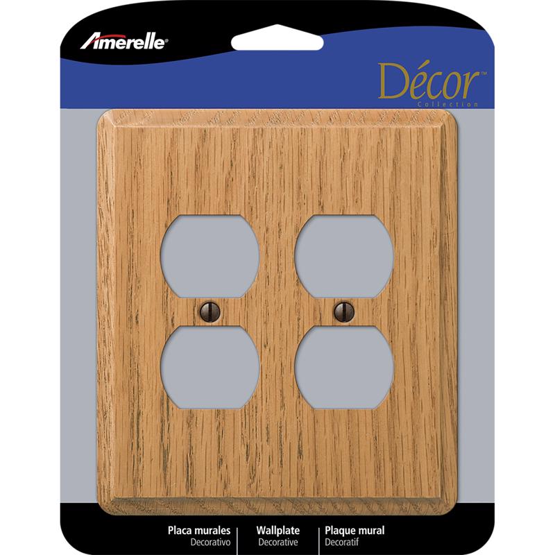 Amerelle Contemporary Light Brown 2 gang Oak Wood Duplex Wall Plate 901DDL 1 pk