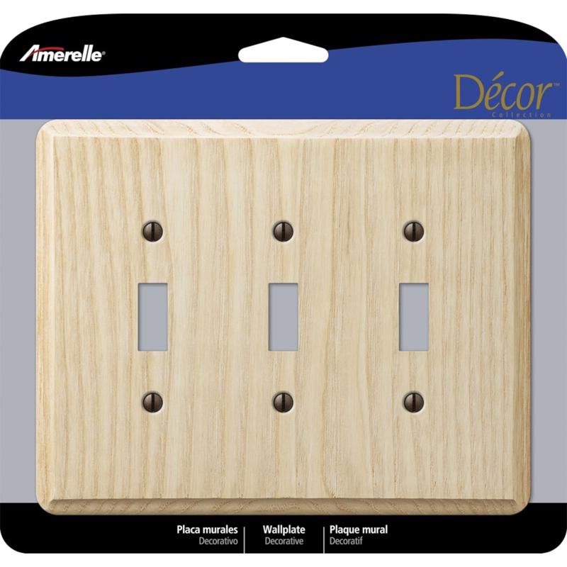 Amerelle Contemporary Unfinished Beige 3 gang Wood Toggle Wall Plate 401TTT 1 pk