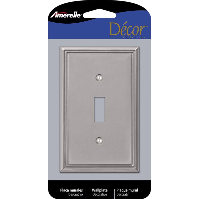 Amerelle Metro Brushed Nickel 1 gang Die-Cast Metal Toggle Wall Plate 77TBN 1 pk