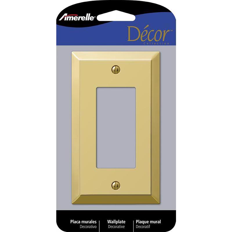 Amerelle Century Polished Brass 1 gang Stamped Steel Decorator Wall Plate 163RBR 1 pk