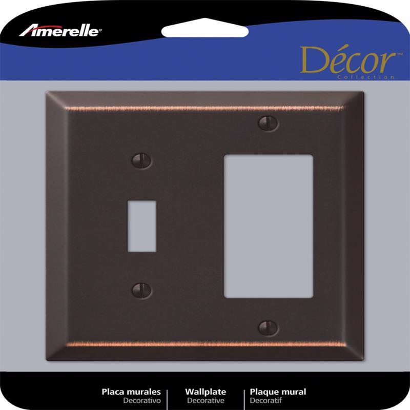 Amerelle Century Aged Bronze 2 gang Stamped Steel Decorator/Toggle Wall Plate 163TRDB 1 pk