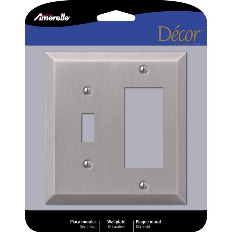 Amerelle Century Brushed Nickel 2 gang Stamped Steel Toggle Wall Plate 163TRBN 1 pk